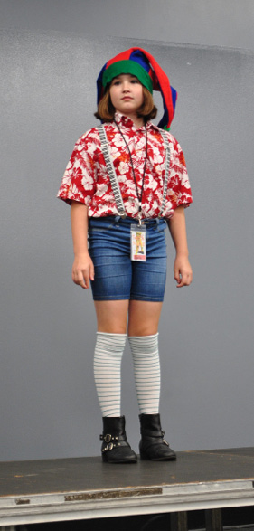 Five-year veteran Emily performs as Feste the Clown in Twelfth Night.