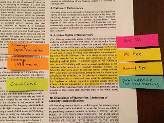 Example of license agreement coded for perpetual access