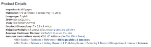 Figure 2.1. Amazon Best Sellers Ranks for the 2014 book Beyond Bibliometrics: Harnessing Multidimensional Indicators of Impact, including #38 in Bibliographies & Indexes.