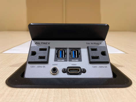 USB outlet installed on a table