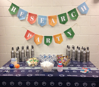 Set up of the food and giveaway table.